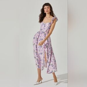 ASTR The Label 1x Wedelia Floral Bustier Midi Dress- purple floral
